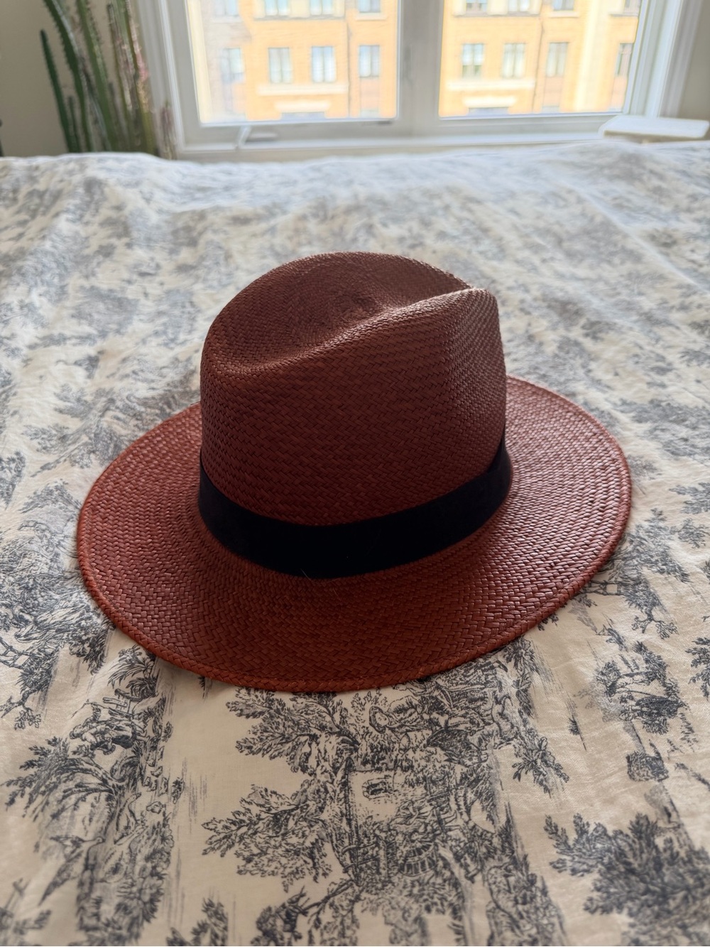rag & bone Brown Straw Fedora with Black Band